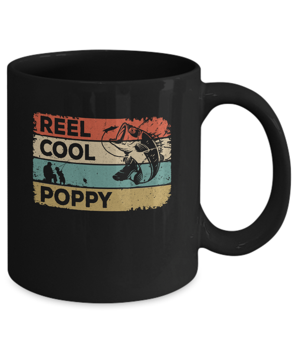 Vintage Reel Cool Poppy Fish Fishing Fathers Day Mug Coffee Mug | Teecentury.com