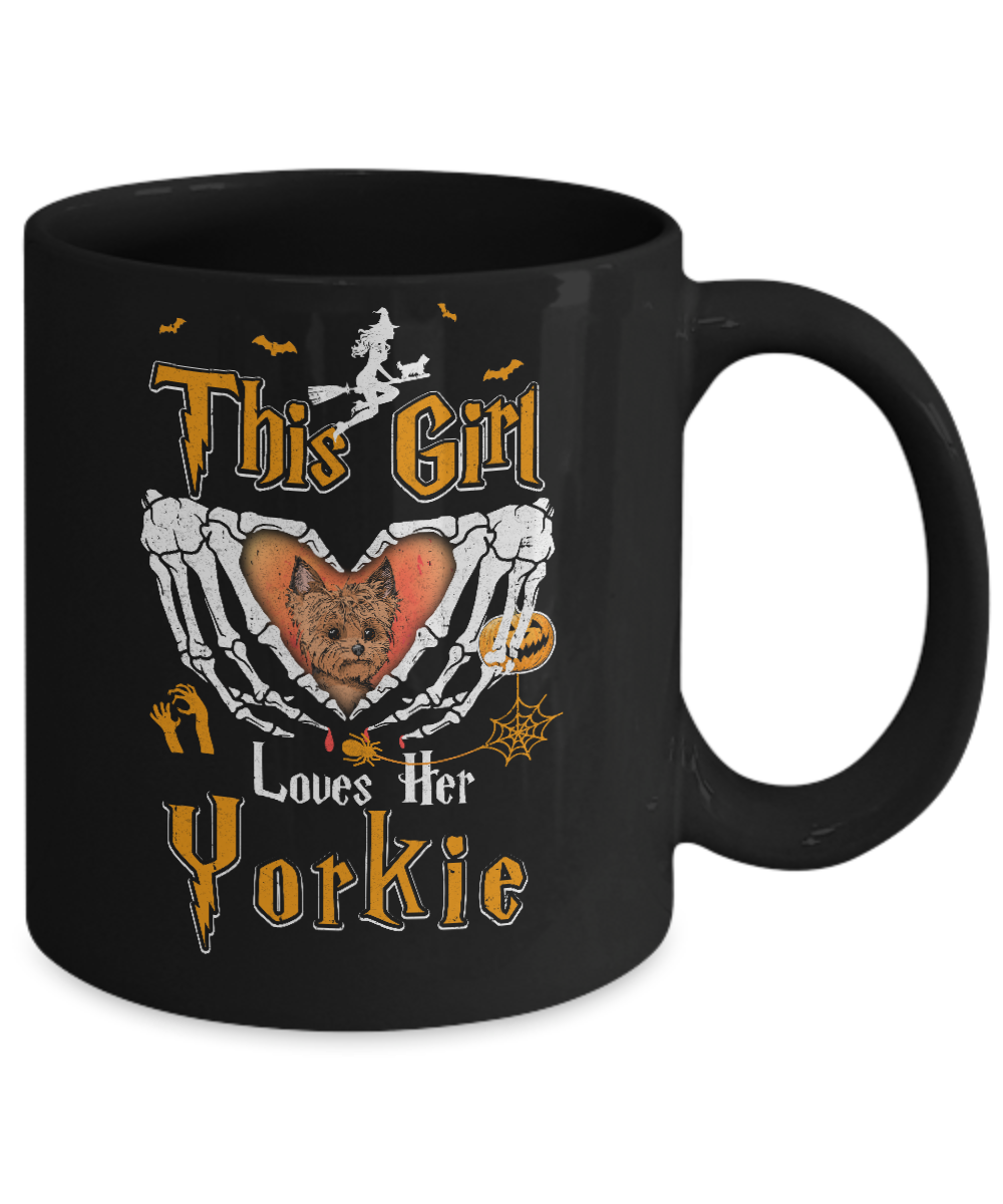 This Girl Love Her Dog Yorkie Halloween Mug Coffee Mug | Teecentury.com