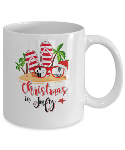 Flip Flop Sunglasses Christmas In July Summer Beach Vacation Mug Coffee Mug | Teecentury.com