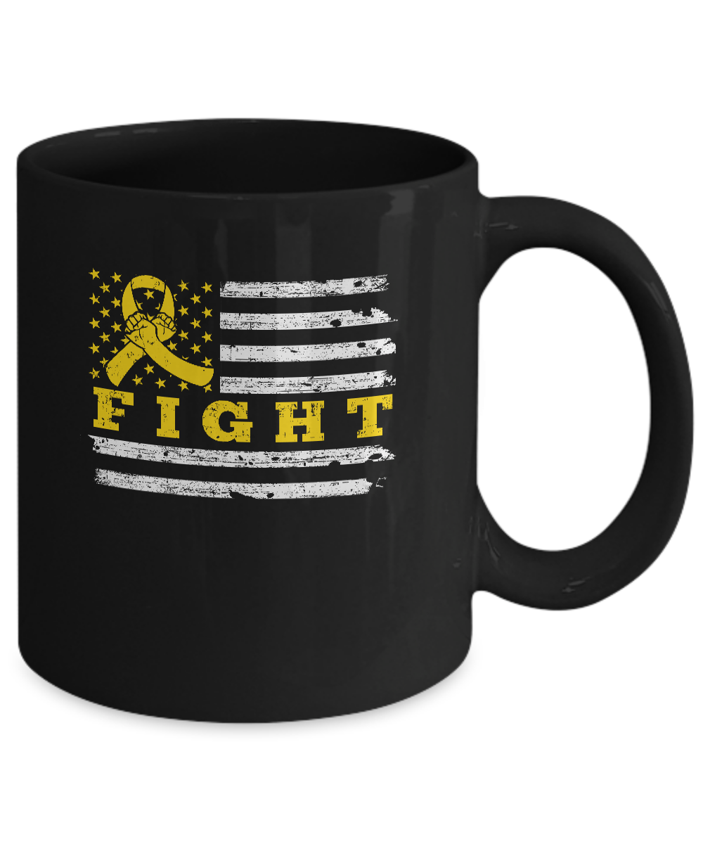 Fight Gold Yellow Ribbon US Flag Childhood Cancer Awareness Mug Coffee Mug | Teecentury.com