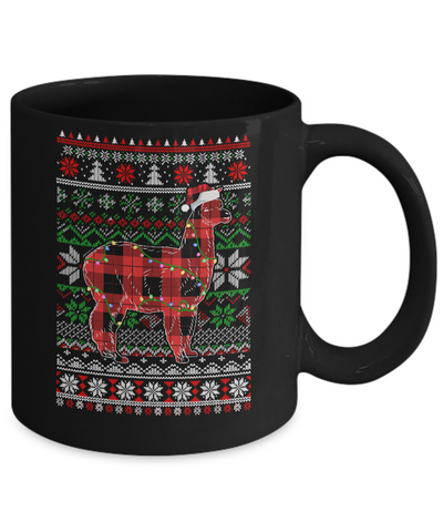 Red Plaid Buffalo Llama Pajamas Family Christmas Sweater Mug Coffee Mug | Teecentury.com