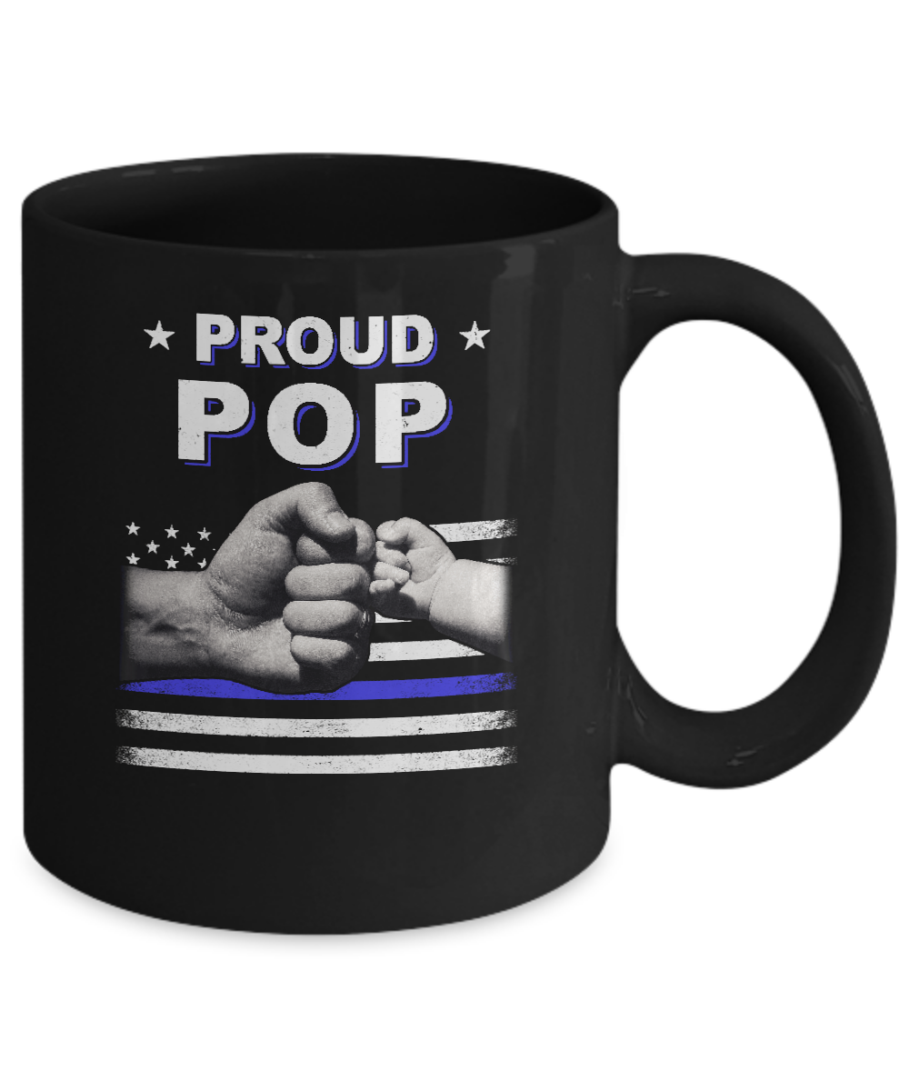 Proud Pop Police Thin Blue Line Flag Fathers Day Mug Coffee Mug | Teecentury.com