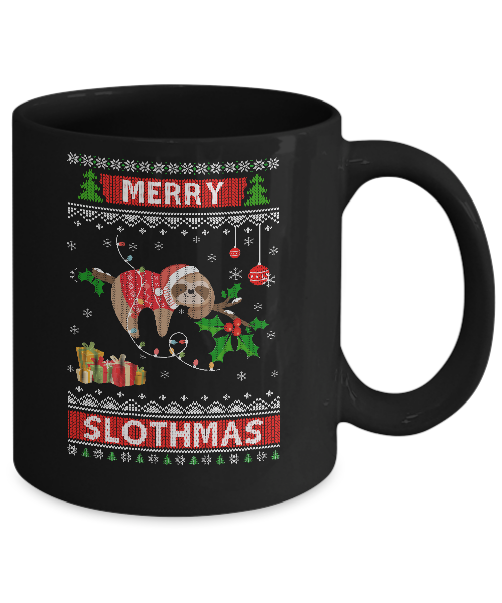 Merry Slothmas Funny Sloth Ugly Christmas Sweater Mug Coffee Mug | Teecentury.com