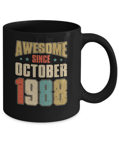 Vintage Retro Awesome Since October 1988 34th Birthday Mug Coffee Mug | Teecentury.com