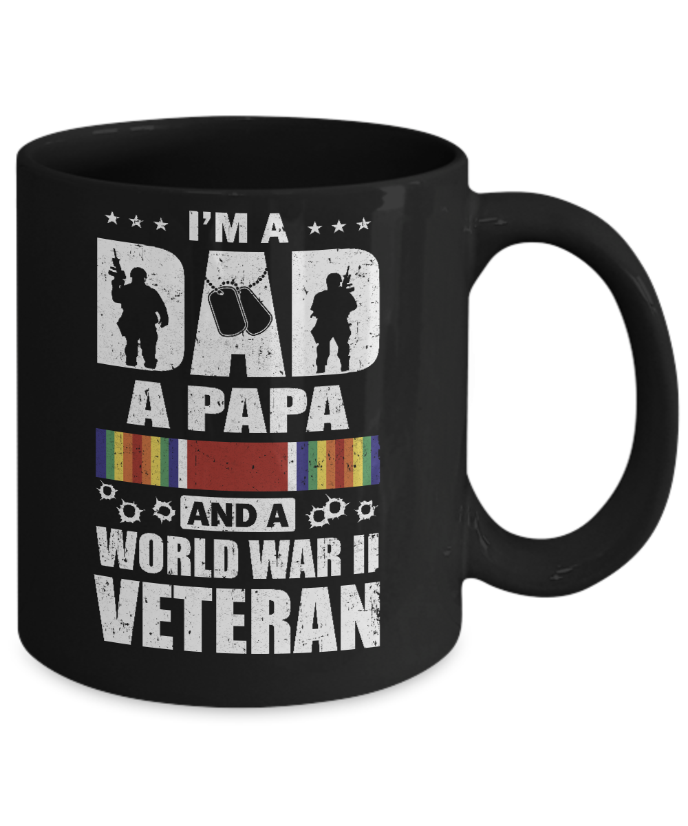A Dad A Papa And A World War II Veteran Fathers Day Mug Coffee Mug | Teecentury.com