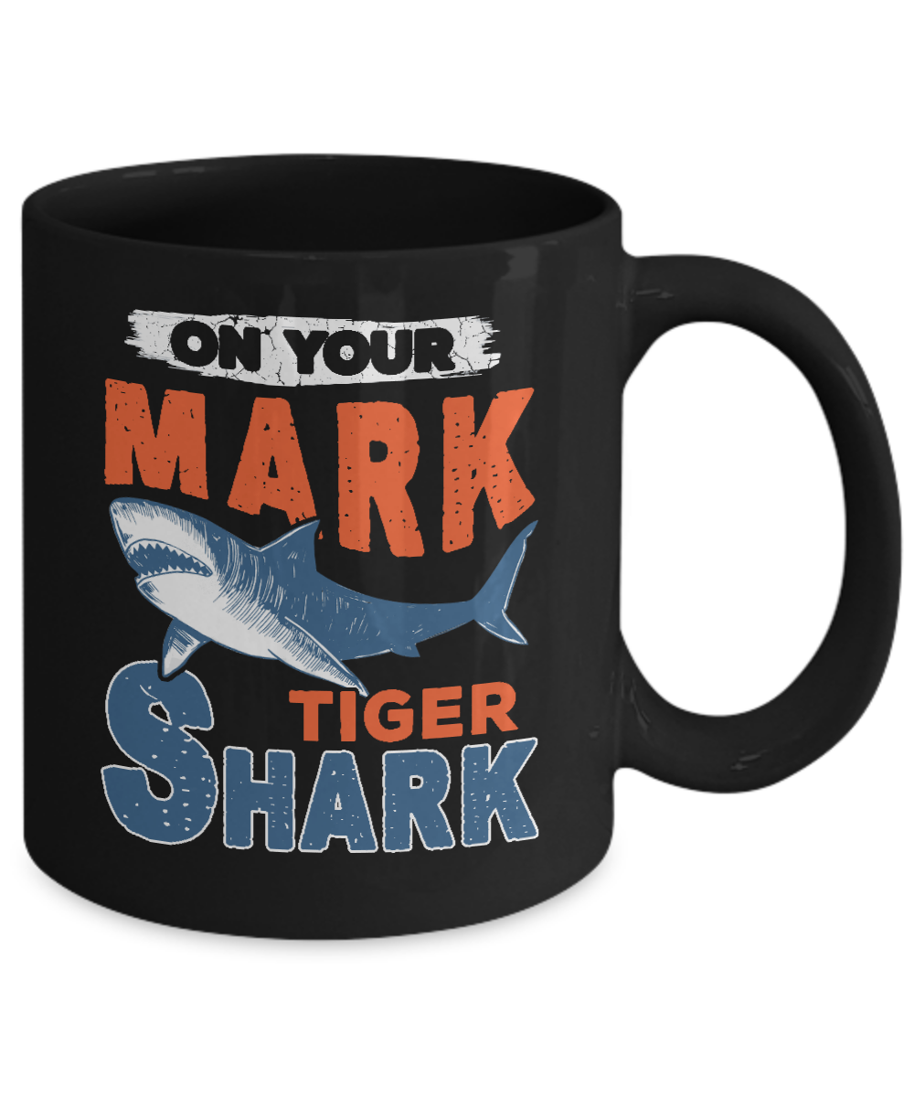 On Your Mark Tiger Shark Distressed Mug Coffee Mug | Teecentury.com