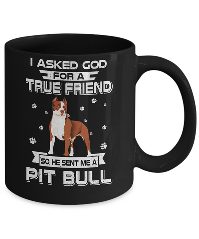 I Asked God For A True Friend So Sent Me Pitbull Dog Mug Coffee Mug | Teecentury.com