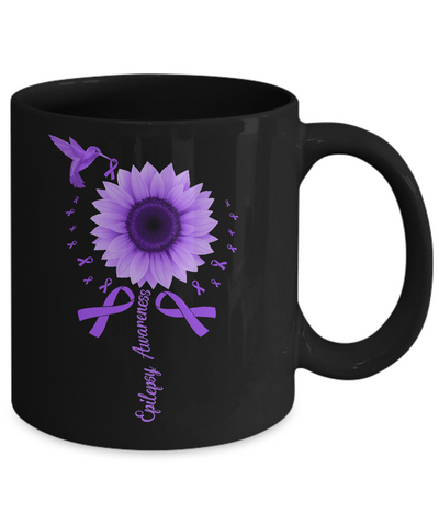 Hummingbird Sunflower Purple Ribbon Epilepsy Awareness Mug Coffee Mug | Teecentury.com