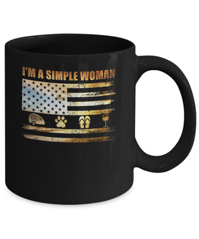 I'm A Simple Woman Love Camping Dog Flip Flop And Wine Mug Coffee Mug | Teecentury.com