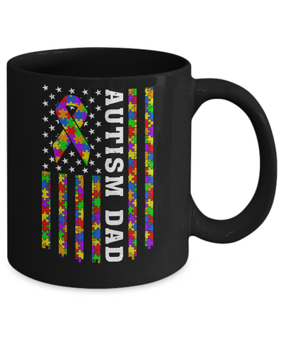 Proud Autism Dad Us Flag Autistic Daddy Fathers Day Mug Coffee Mug | Teecentury.com