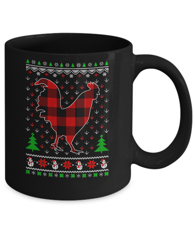 Funny Holiday Chicken Buffalo Plaid Ugly Christmas Sweater Mug Coffee Mug | Teecentury.com
