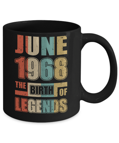 Vintage Retro June 1968 Birth Of Legends 54th Birthday Mug Coffee Mug | Teecentury.com