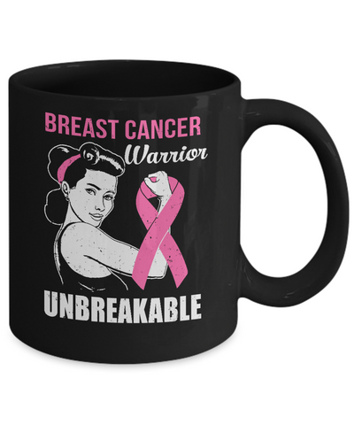 Breast Cancer Warrior Unbreakable Breast Cancer Awareness Mug Coffee Mug | Teecentury.com