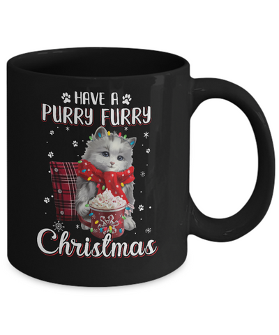 Have A Purry Furry Christmas Funny Holiday Xmas Cat Mug Coffee Mug | Teecentury.com
