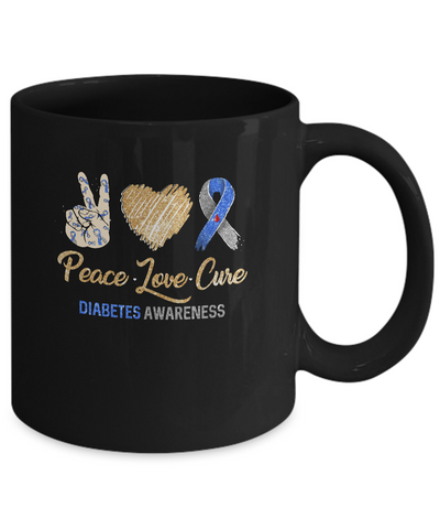 Peace Love Cure Diabetes Awareness Mug Coffee Mug | Teecentury.com