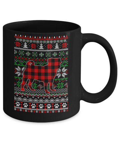 Pug Red Plaid Ugly Christmas Sweater Gifts Mug Coffee Mug | Teecentury.com