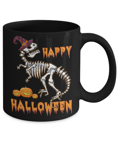 Funny Happy Halloween T-Rex Skeleton Dinosaur Mug Coffee Mug | Teecentury.com