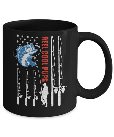 Reel Cool Pops American Flag Fish Fishing Fathers Day Mug Coffee Mug | Teecentury.com