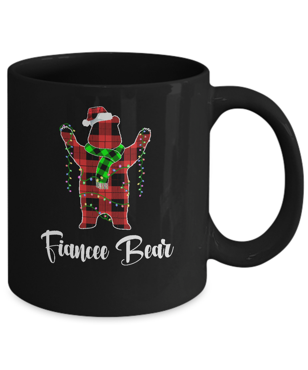 Red Plaid Fiancee Bear Couple Matching Christmas Pajama Mug Coffee Mug | Teecentury.com