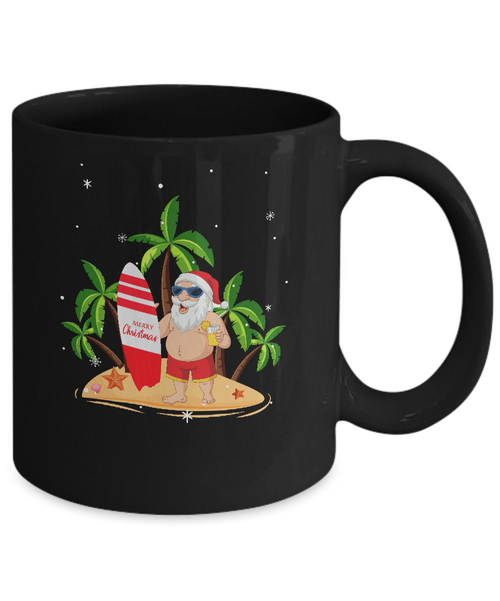Merry Christmas In July Santa Hawaiian Surfing Summer Mug Coffee Mug | Teecentury.com