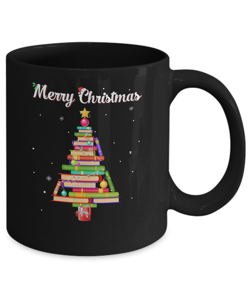 Merry Christmas Tree Love Reading Books Librarian Mug Coffee Mug | Teecentury.com