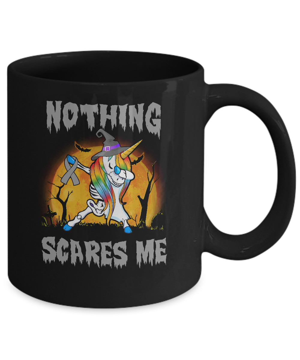 Brain Cancer Dabbing Unicorn Skeleton Halloween Mug Coffee Mug | Teecentury.com