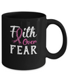 Breast Cancer Awareness Pink Ribbon Faith Over Fear Mug Coffee Mug | Teecentury.com