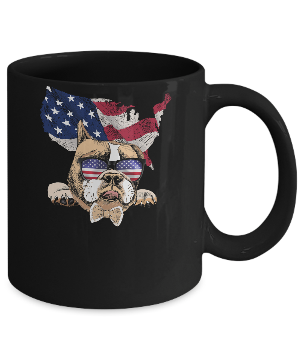 Funny Patriot Bulldog Dog 4Th Of July American Flag Mug Coffee Mug | Teecentury.com