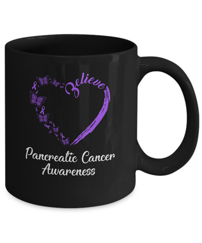 Butterfly Believe Pancreatic Cancer Awareness Ribbon Gifts Mug Coffee Mug | Teecentury.com