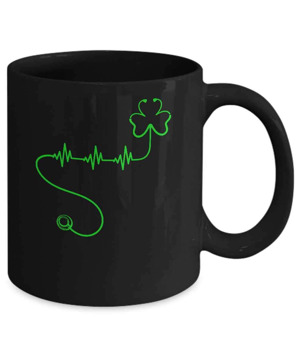 Shamrock Nurse Stethoscopes Heartbeat St Patrick Day Mug Coffee Mug | Teecentury.com