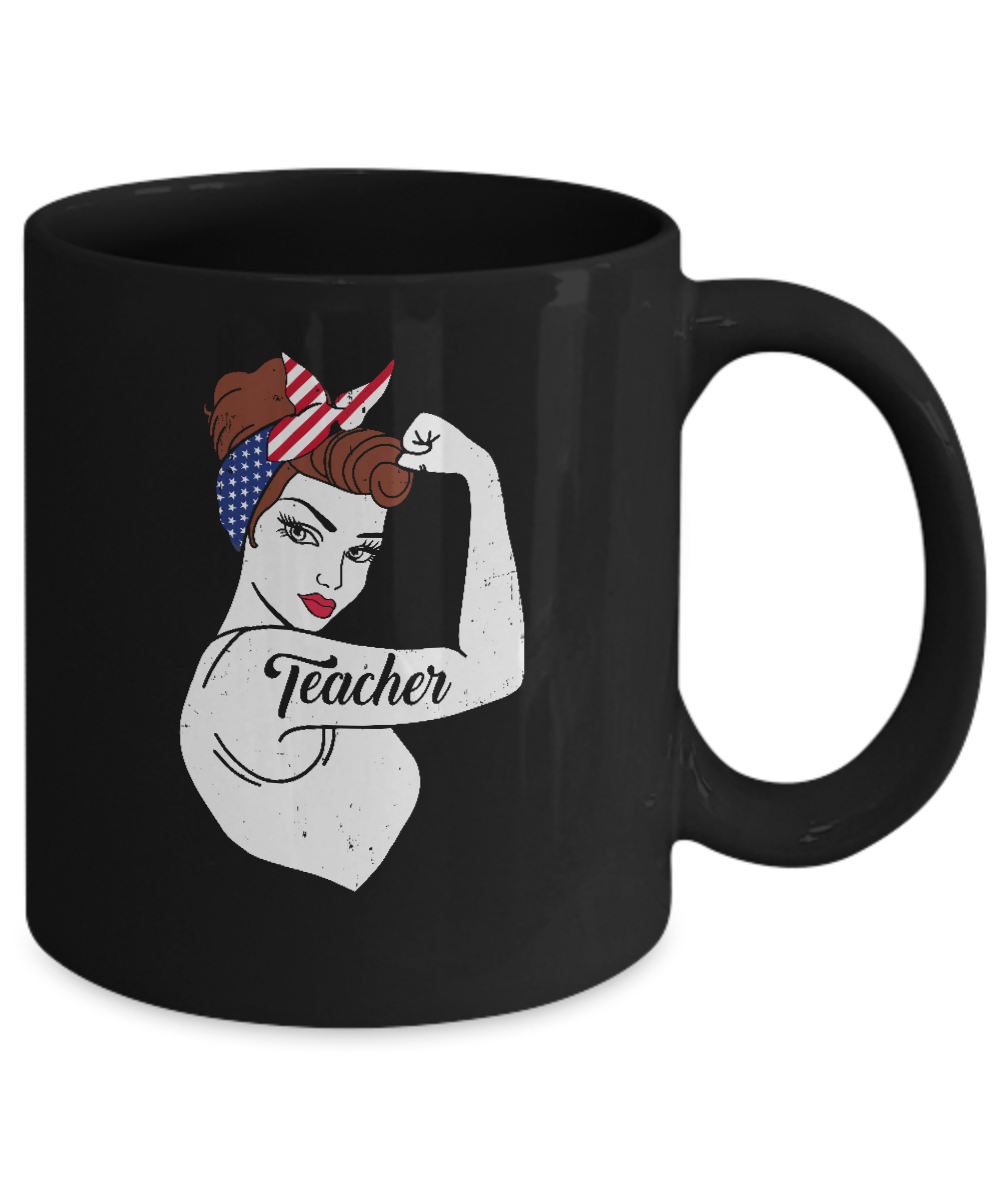 Teacher Vet Strong Woman American Flag Nursing 4Th Of July Mug Coffee Mug | Teecentury.com
