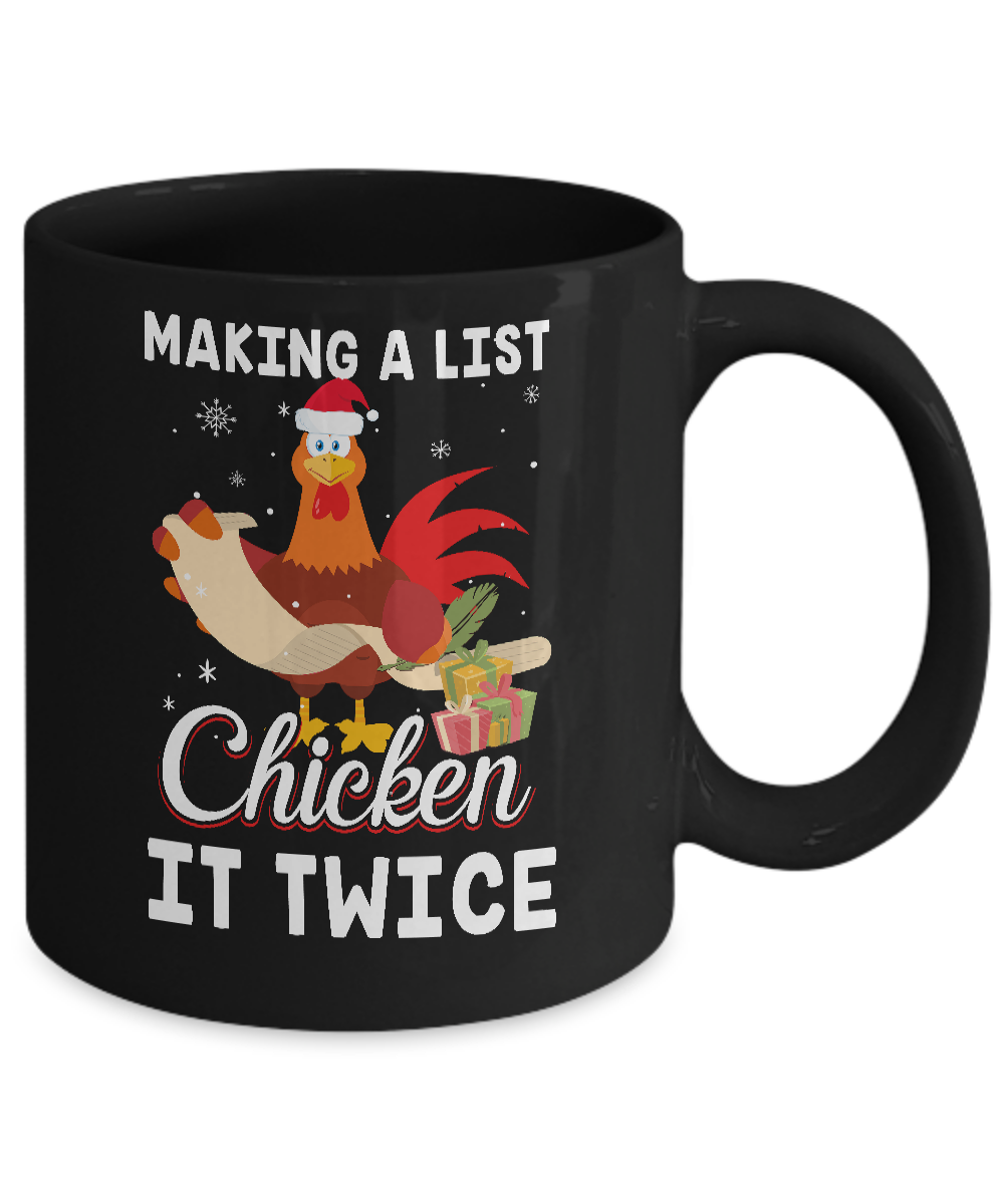 Chicken It Twice Funny Chicken Christmas Mug Coffee Mug | Teecentury.com