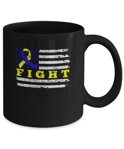 Fight Blue Yellow Ribbon US Flag Down Syndrome Awareness Mug Coffee Mug | Teecentury.com