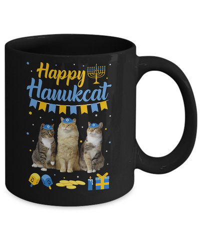 Jewish Hanukkah Cat Happy Hanukcat Christmas Gift Mug Coffee Mug | Teecentury.com