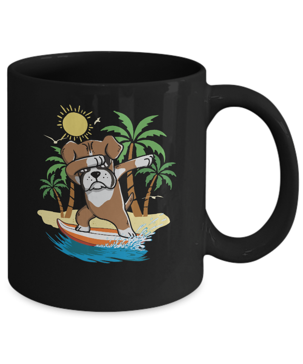 Summer Vacation Dabbing Boxer Surfing Surfboard Gift Mug Coffee Mug | Teecentury.com
