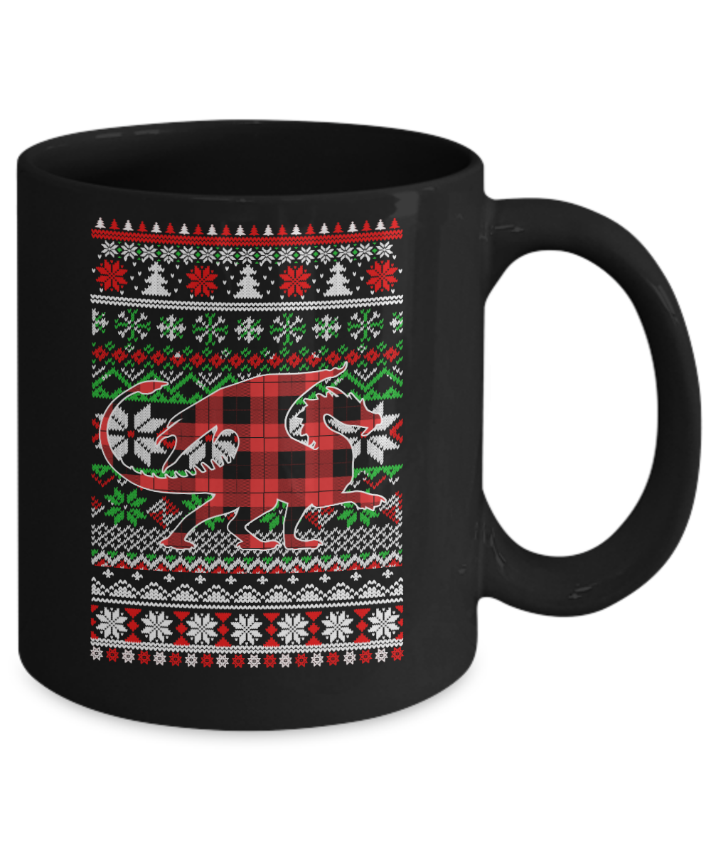 Dragon Red Plaid Ugly Christmas Sweater Funny Gifts Mug Coffee Mug | Teecentury.com