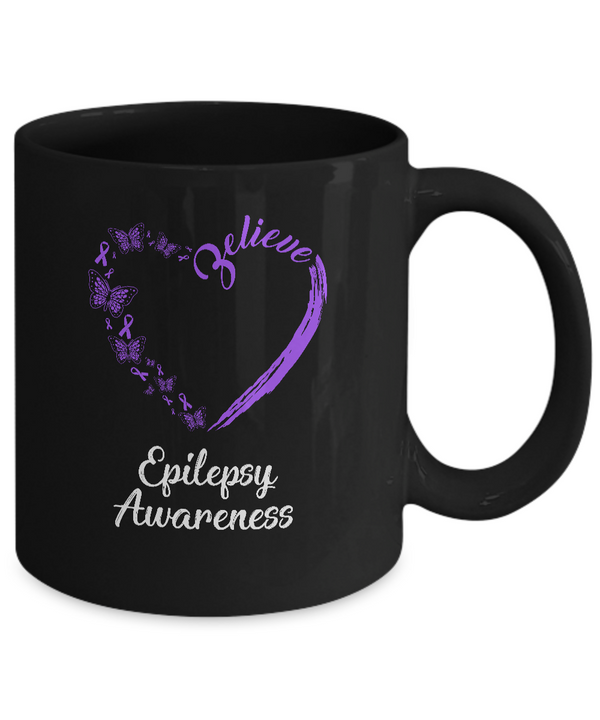 Believe Purple Ribbon Butterfly Coffee Mug - Epilepsy Store - Epilepsy  Awareness Products