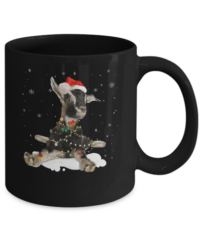 Goat With Santa Hat Lights Christmas Mug Coffee Mug | Teecentury.com