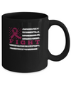 Fight Burgundy Ribbon US Flag Multiple Myeloma Awareness Mug Coffee Mug | Teecentury.com