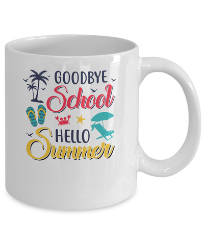 Goodbye School Hello Summer Vintage Retro Style Mug Coffee Mug | Teecentury.com