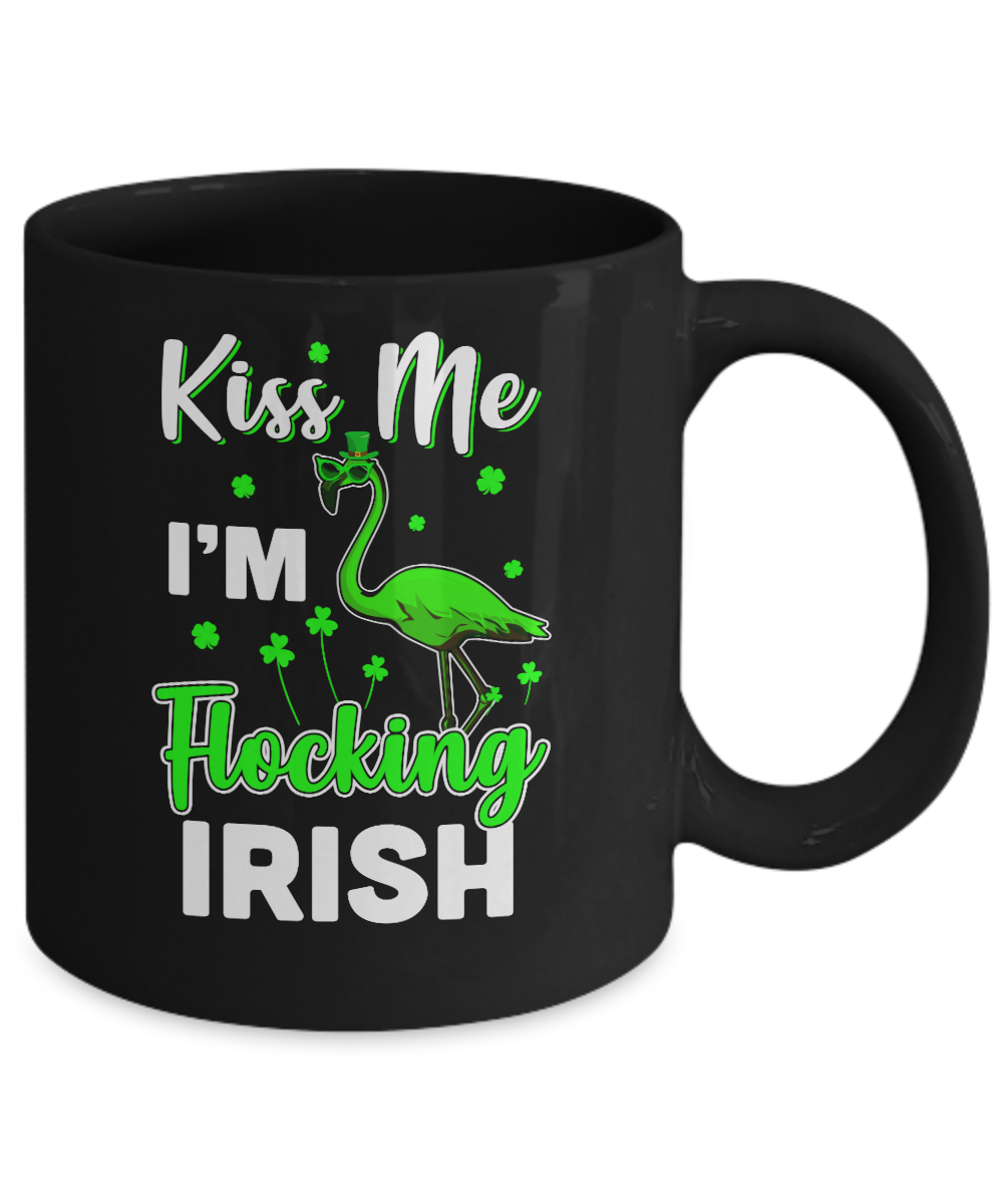 Kiss Me I'm Flocking Irish Green Flamingo St Patrick's Day Mug Coffee Mug | Teecentury.com