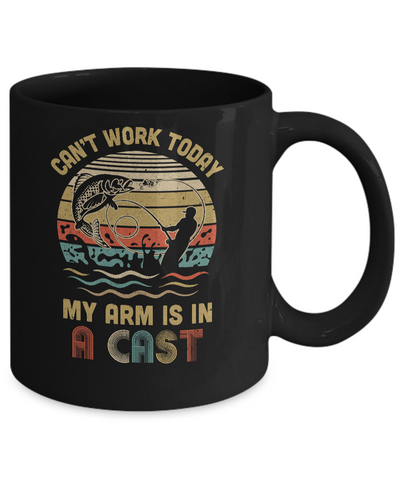 Vintage Fishing Tee Can't Work Today My Arm Is In A Cast Mug Coffee Mug | Teecentury.com