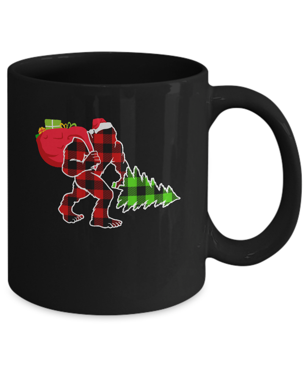 Red Plaid Bigfoot Christmas Buffalo Plaid Mug Coffee Mug | Teecentury.com