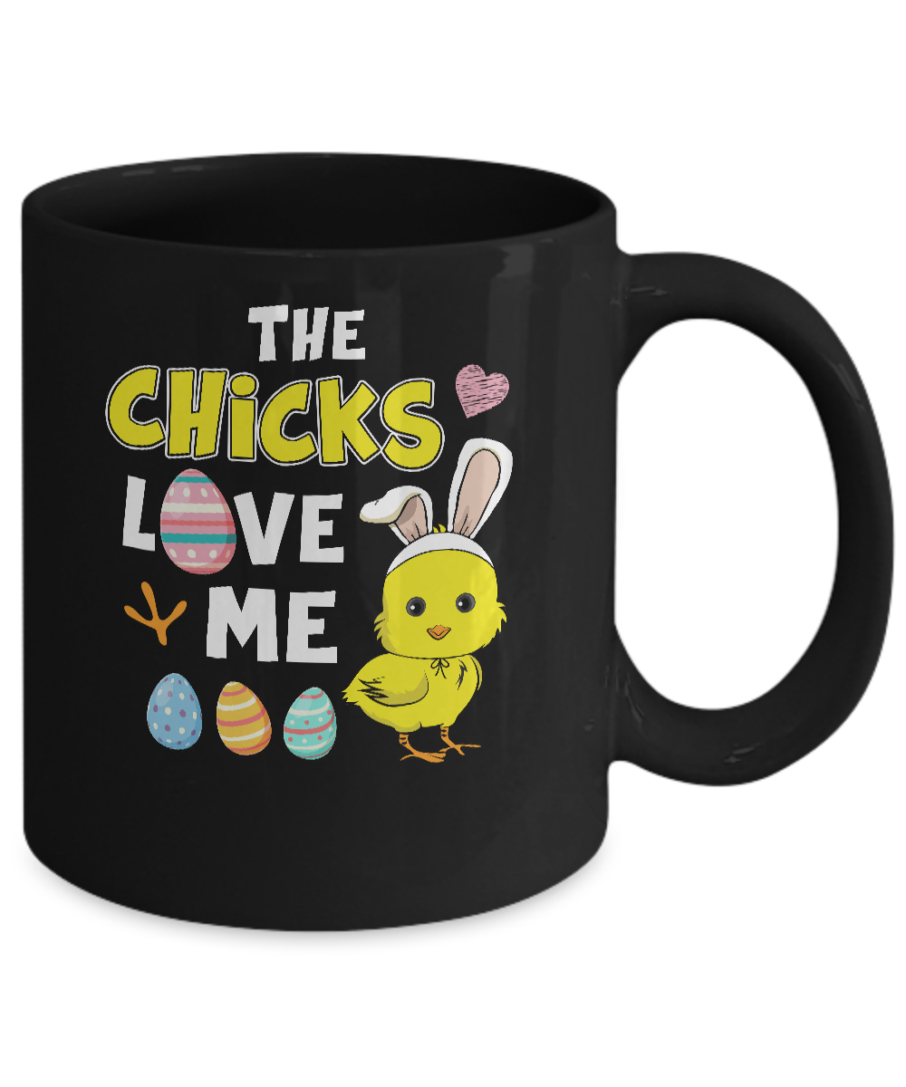Happy Easter Funny Chick Bunny Ears With Egg Mug Coffee Mug | Teecentury.com