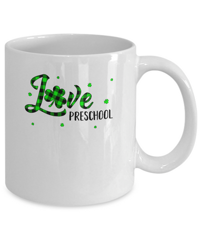 St Patricks Day Gift Preschool Teacher Plaid Shamrock Mug Coffee Mug | Teecentury.com