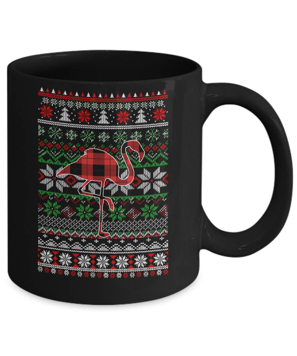 Flamingo Red Plaid Ugly Christmas Sweater Funny Gifts Mug Coffee Mug | Teecentury.com