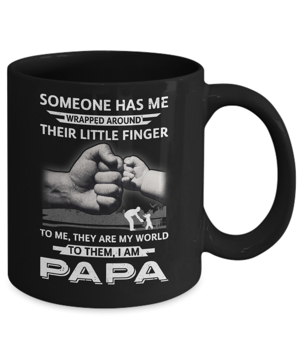 Someone Has Me Wrapped Around Their Little Finger Papa Mug Coffee Mug | Teecentury.com