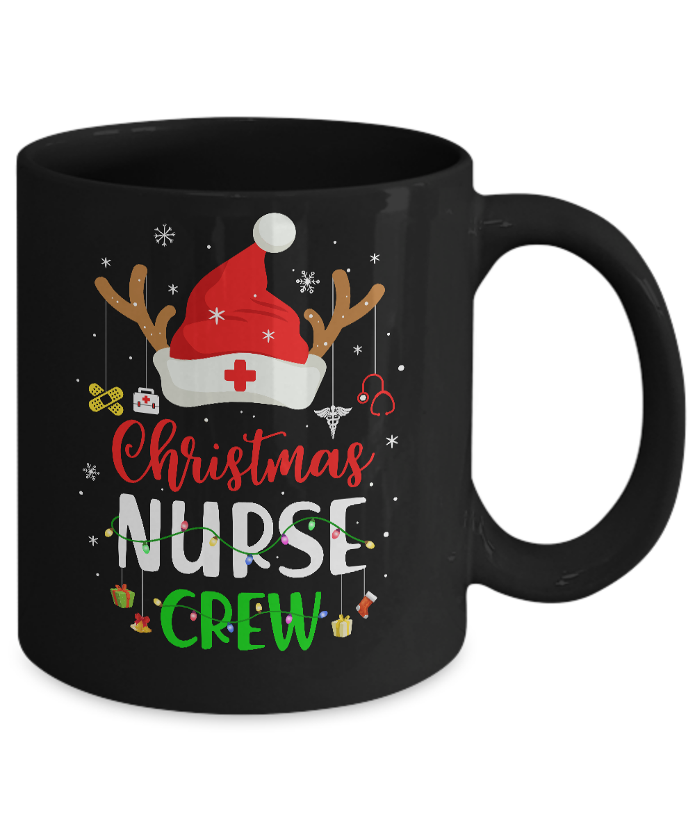 Christmas Nurse Crew Santa Hat Reindeer Merry Christmas Gift Mug Coffee Mug | Teecentury.com