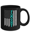 Ovarian Cancer Awareness American Flag Distressed Mug Coffee Mug | Teecentury.com
