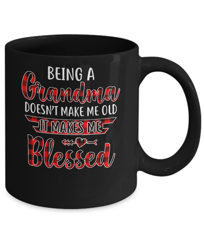 Red Plaid Funny Being A Grandma Doesn't Make Me Old Mug Coffee Mug | Teecentury.com